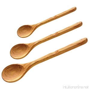 ScanWood Olivewood Wooden Soup & Cooking Spoon w/ Round Head - Set of 3 - B00Q0BBU1Q